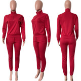 SC Solid Long Sleeve Sweatshirt And Pant Sport Two Piece Set HMS-5561