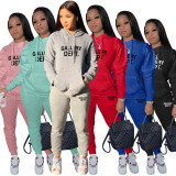 SC Fashion Letter Print Hooded Sweatshirt And Pant Sport Two Piece Pant YIM-287