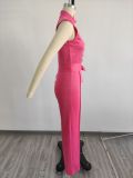 SC Fashion Solid Sleeveless Bandage Jumpsuit(with waist belt) MIL-L379