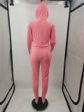 SC Letter Print Hooded Coat And Pant Sports Two Piece Set XMF-180
