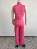 SC Fashion Solid Sleeveless Bandage Jumpsuit(with waist belt) MIL-L379