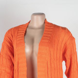 SC Solid Color Long Twist Sweater Cardigan Coat FSXF-F380