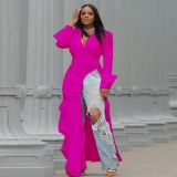 SC Plus Size Fashion Long Sleeve Irregular Maxi Dress NY-10332