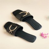 SC Plus Size Casual Metal Decoration Flat Slippers TWZX-318