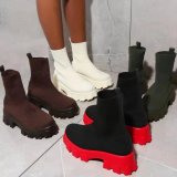 SC Fashion Thick Sole Knitted Short Boots TWZX-1806