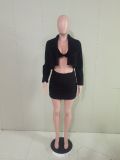 SC Sexy Double-sided Plush Bra+Short Coat+Skirt 3 Piece Set BS-1327