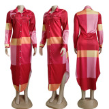 SC Casual Plaid Print Long Shirt Dress GYSF-6070