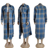SC Fashion Lapel Long Sleeve Plaid Shirt Coats CY-6071