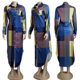 SC Casual Long Sleeve Plaid Shirt Dress CY-6070