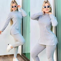 SC Solid Color Long Sleeve Pant Sweater Two Piece Set CY-6072