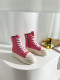 SC Fashion PU Leather Side Zipper Lace-up High-top Canvas Shoes ZPTX-5310P