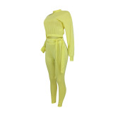 SC Casual Solid Color Long Sleeve Pant Two Piece Set YD-1108
