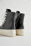 SC Fashion PU Leather Side Zipper Lace-up High-top Canvas Shoes ZPTX-5310P