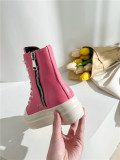 SC Fashion PU Leather Side Zipper Lace-up High-top Canvas Shoes ZPTX-5310P
