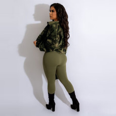 SC Camo Print Single-breasted Denim Short Coat MEM-88467