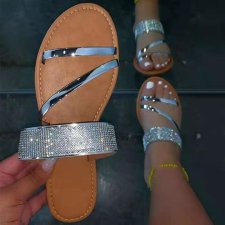 SC Rhinestone Outdoor Beach Flat Slippers TWZX-962