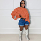 SC Plus Size Fashion Knited Tassel Sweater Tops NYF-8001