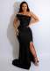 SC Slash Shoulder Sleeveless Split Evening Dress AIL-232