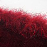 SC Velvet Feather Splicing Tube Tops Mini Dress MZ-S001