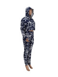 SC Letter PrInt Hooded Short Coat And Pant Two Piece Set ZDF-31166X
