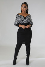 SC Sexy Print Big V Neck Mini Dress XHXF-337