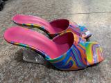 SC Fashion Square Head High Heel Colorful Slippers TWZX-8806