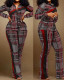 SC Plus Size Print Color Contrast Slim Two Piece Pant Set NY-2613