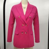 SC Solid Color Double-Breasted Slim Blazer Coat XMY-9395