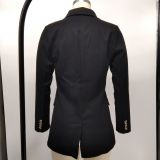 SC Solid Color Double-Breasted Slim Blazer Coat XMY-9395