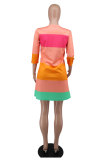 SC Color Blocking Long Sleeve Casual Dress XHXF-338