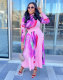SC Casual Print Long Sleeve Big Swing Long Dress XHXF-8657