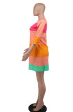 SC Color Blocking Long Sleeve Casual Dress XHXF-338