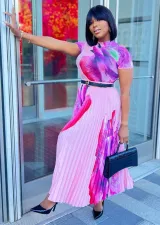 SC Casual Print Big Swing Long Dress XHXF-8658