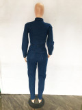 SC Plus Size Fashion Long Sleeve Slim Denim Jumpsuit LX-3538