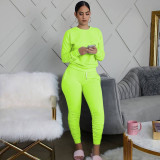 SC Solid Color O Neck Long Sleeve Two Piece Set TE-4512