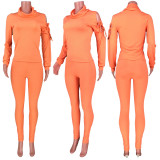 SC Solid Color Hollow Out Tops And Pencil Pant Two Piece Set MDF-5351