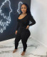 SC Solid Color Long Sleeve Pant Casual Two Piece Set YD-1103