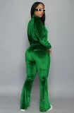 SC Solid Color Velvet Drawstring Micro Flare Two Piece Set YD-8678