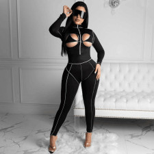 SC Sexy Hollow Out Long Sleeve Jumpsuit CQF-S933