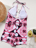 SC Sexy Print Hollow Round Ring One Piece Swimsuit CSYZ-B93