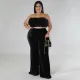 SC Plus Size Solid Color Velvet High Waist Flare Pant NNWF-7775