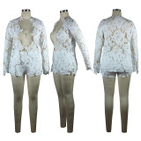 SC Fashion Lace Long Sleeve Short Two Piece Set TE-4517