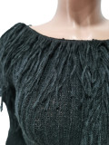 SC Casual Solid Knits Long Sleeve Tassel Two Piece Set CM-8647