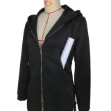 SC Fashion zipper Hooded Solid Coat GZYF-8202