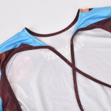 SC Blazer Pattern Backless Casual Maxi Dress GBTF-8798