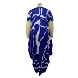 SC Plus Size Print Short Sleeve Maxi Dress NNWF-3009