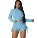 SC Fashion Solid Color Pullover And Short Backless 2 Piece Set YD-8681