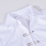 SC Fashion Lapel Hollow Out Pin Shirt GBTF-9020