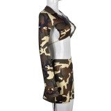 SC Sexy Camo Hollow Backless Pullover And Skirt Two Piece Set GBTF-9052