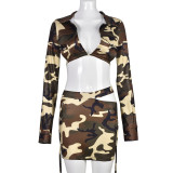 SC Sexy Camo Hollow Backless Pullover And Skirt Two Piece Set GBTF-9052